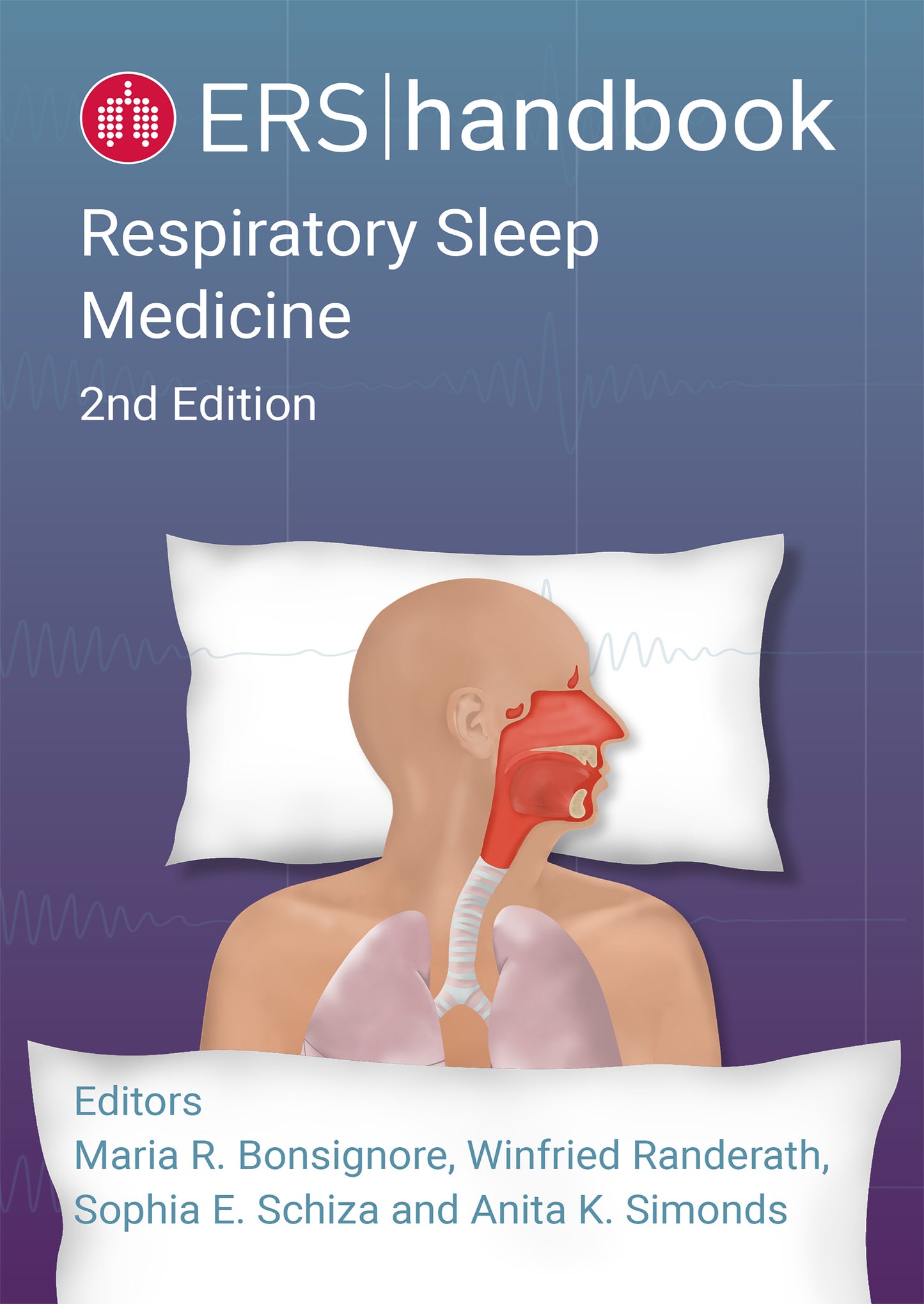 Book cover showing schematic illustration of upper-body of person, with respiratory tract visible