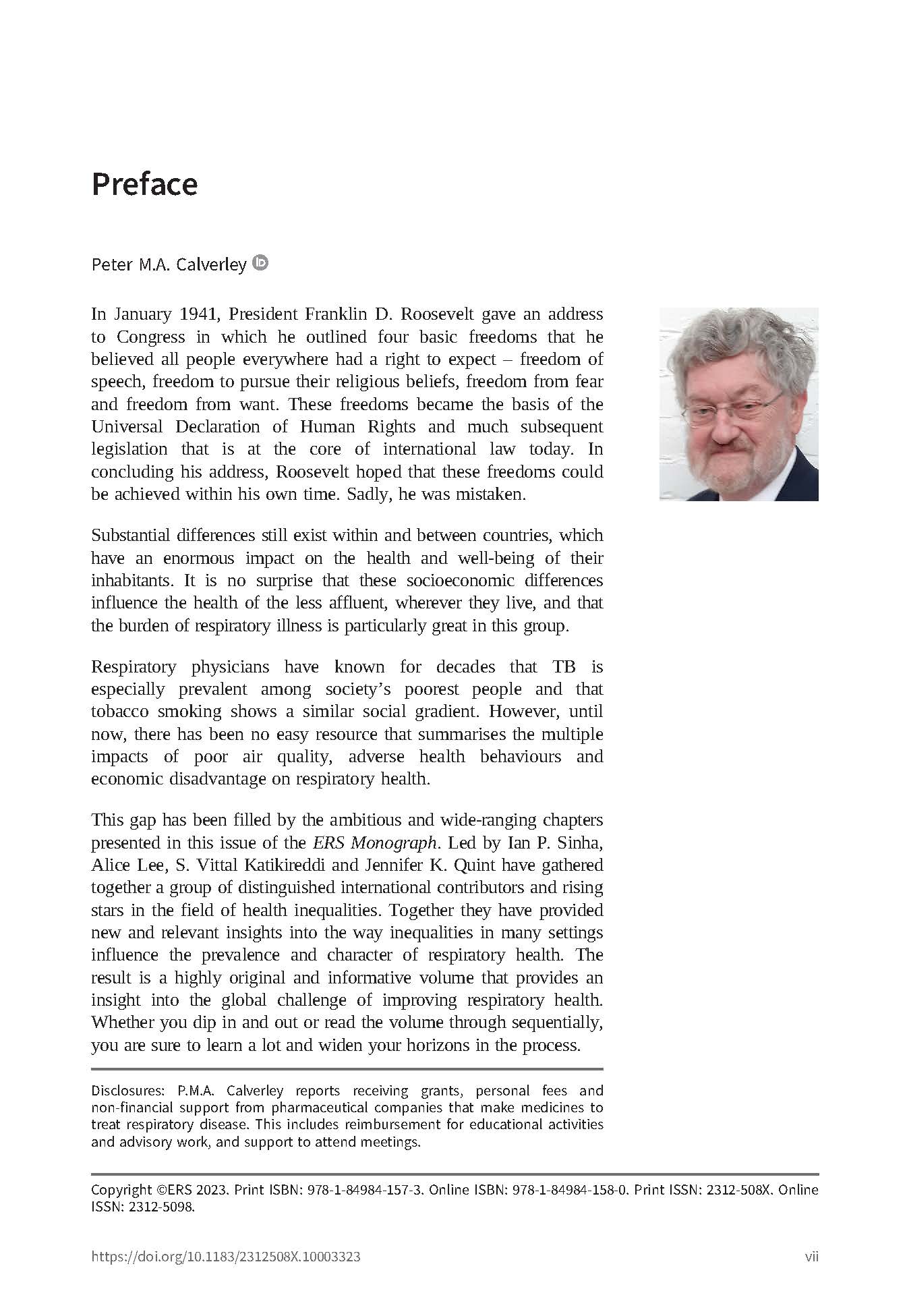 Sample page of preface